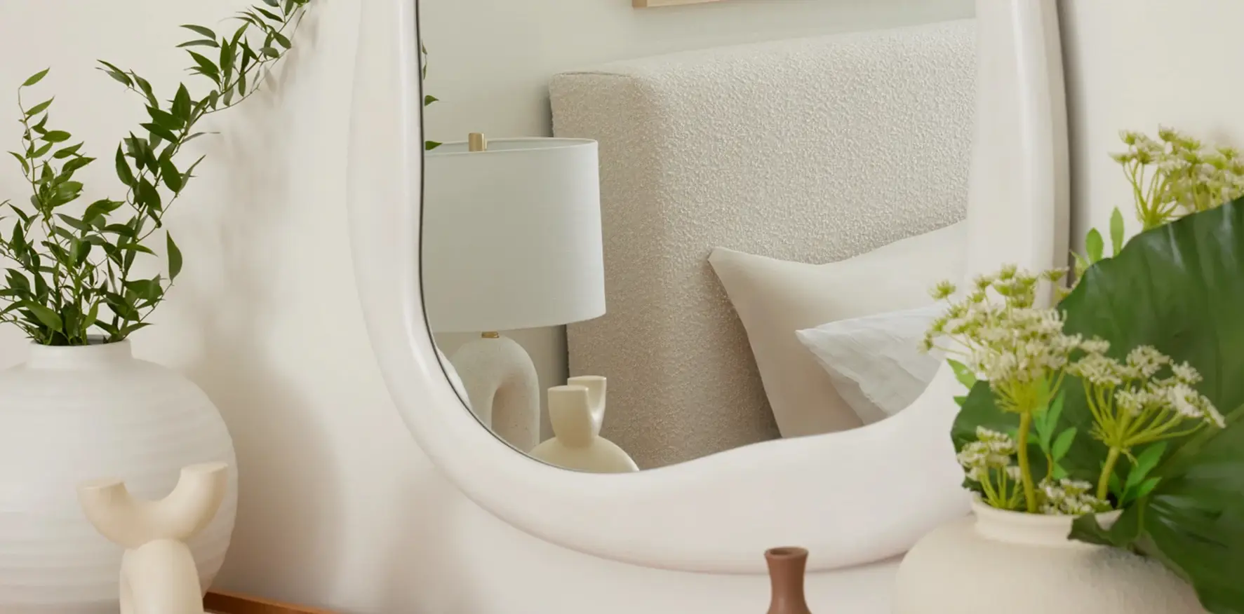 Textured Boucle and Wood Plinth Base