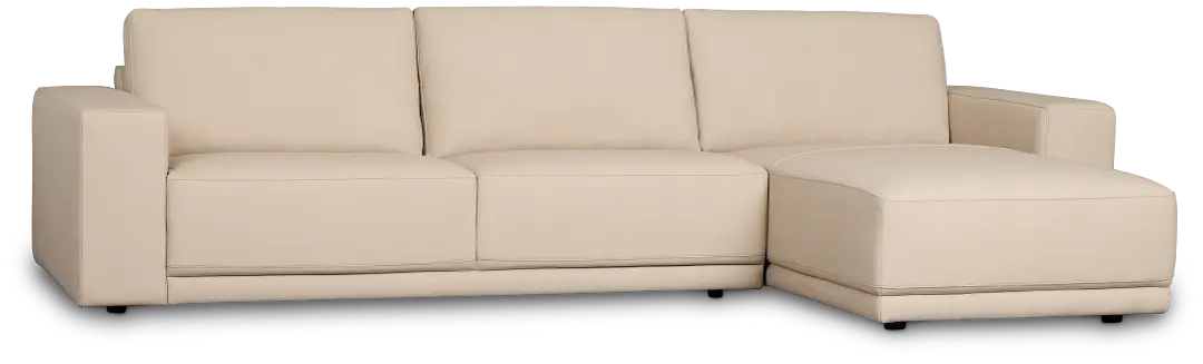Kellan Ivory Leather Right Chaise Sectional Kellan Ivory Leather Right Chaise Sectional