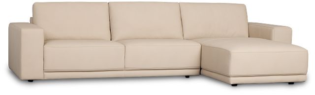 Kellan Ivory Leather Right Chaise Sectional