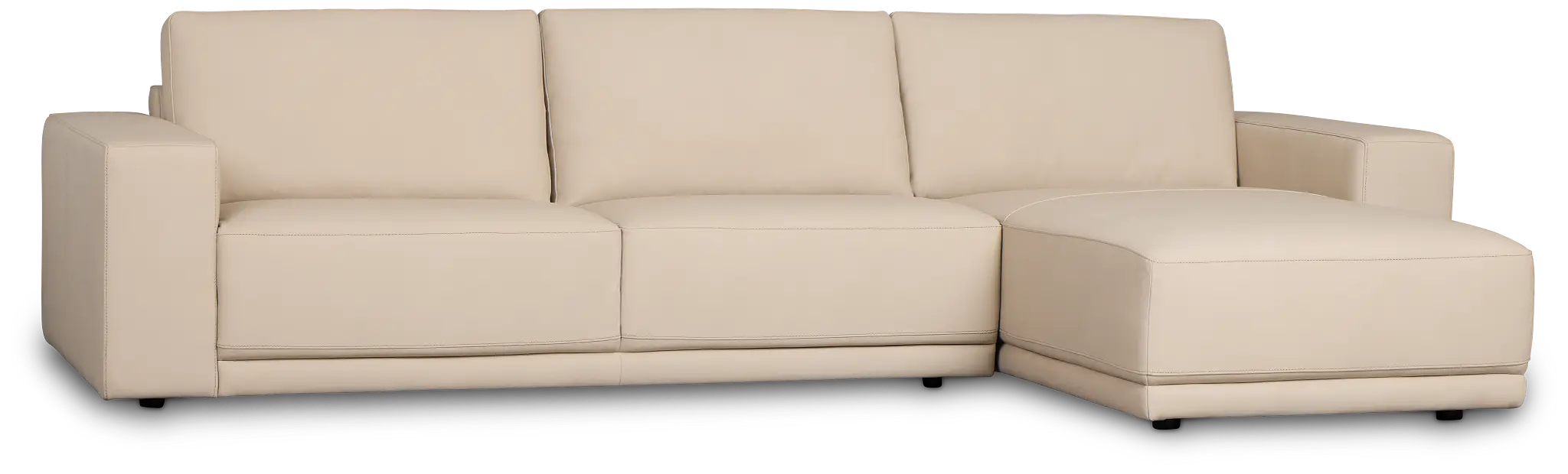Kellan Ivory Leather Right Chaise Sectional Kellan Ivory Leather Right Chaise Sectional