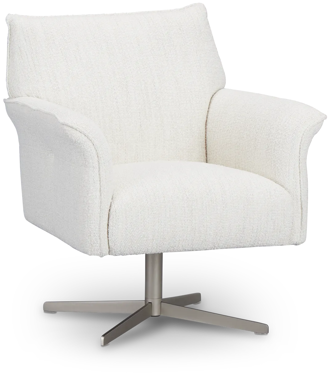 Imani White Fabric Swivel Accent Chair
