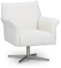 Imani White Fabric Swivel Accent Chair