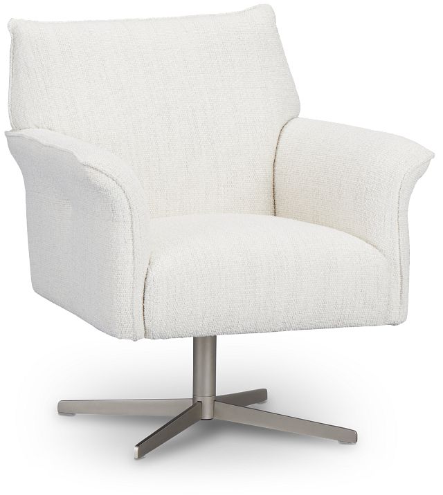 Imani White Fabric Swivel Accent Chair