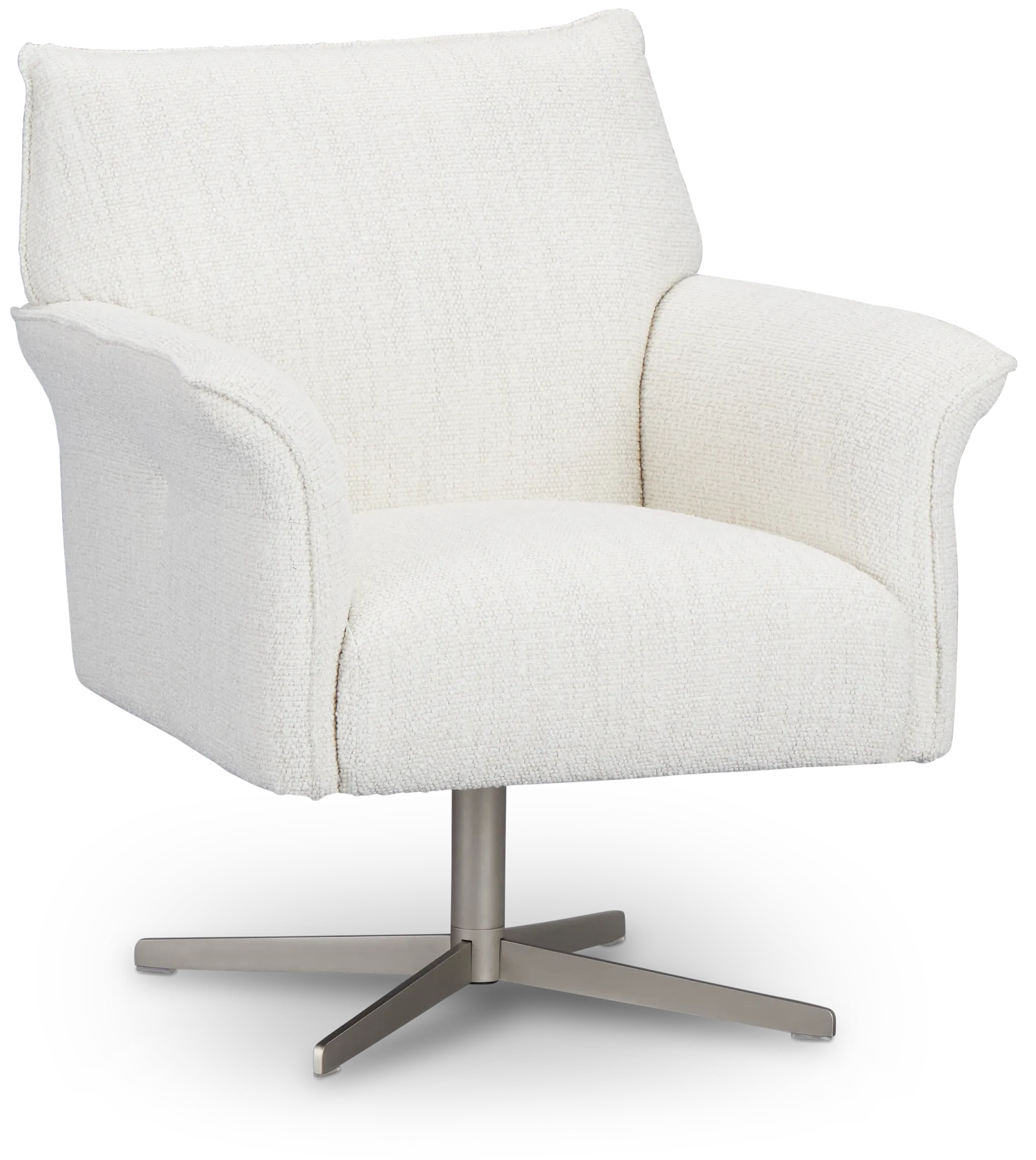 Imani White Fabric Swivel Accent Chair
