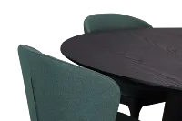 Nomad Black 59" Round Table & 4 Dark Green Chairs W/ Black Legs