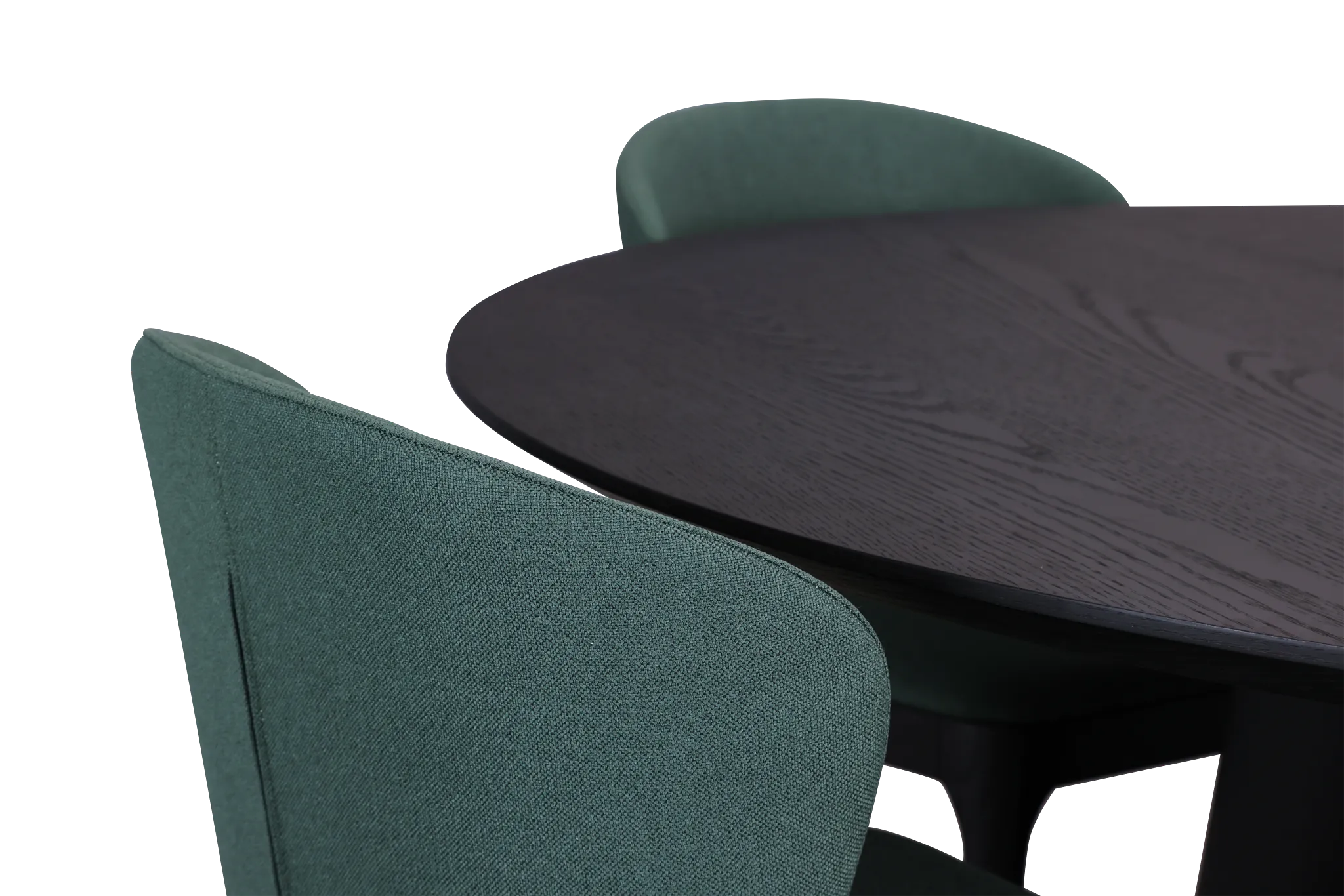 Nomad Black 59" Round Table & 4 Dark Green Chairs W/ Black Legs
