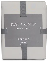 Rest & Renew Percale Cotton Gray 200 Thread Sheet Set