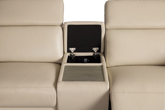 Atlas Taupe Lthr/vinyl Medium Dual Power 2-arm Reclining Sectional