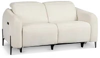 Zuri White Velvet Power Reclining Loveseat W/ Power Headrest