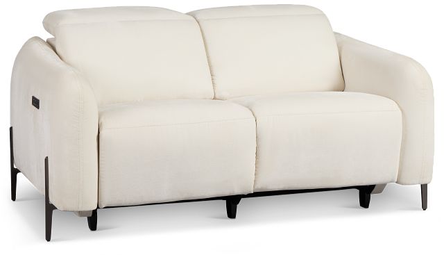 Zuri White Velvet Power Reclining Loveseat W/ Power Headrest