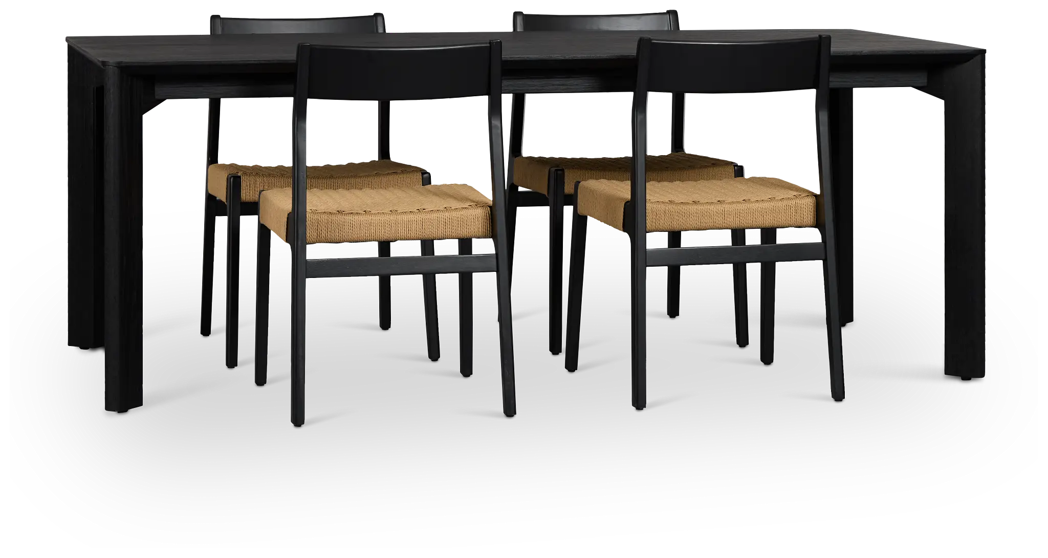 Santorini Black Rect Table & 4 Woven Chairs Santorini Black Rect Table & 4 Woven Chairs