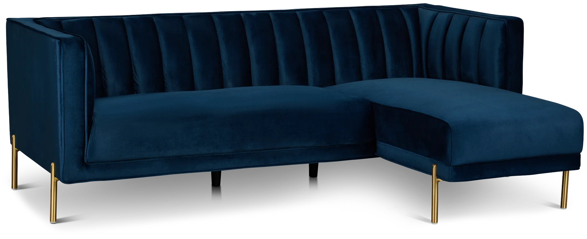 Bella Dark Blue Velvet Right Chaise Sectional