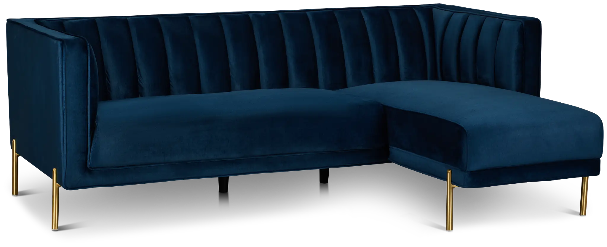 Bella Dark Blue Velvet Right Chaise Sectional Bella Dark Blue Velvet Right Chaise Sectional