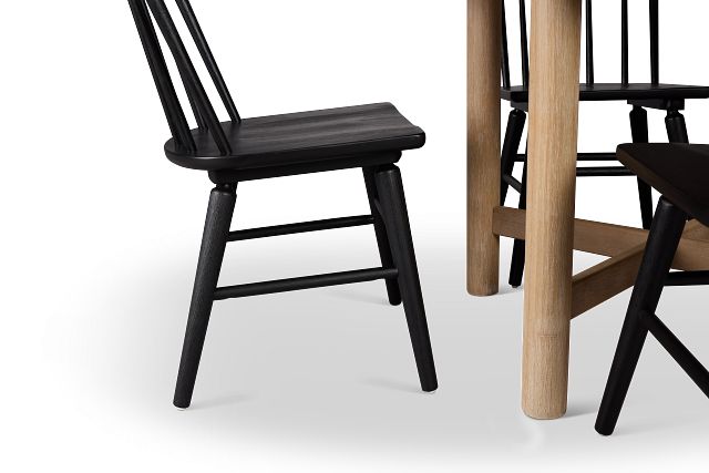 Taylor Light Tone Round Table & 4 Wood Chairs