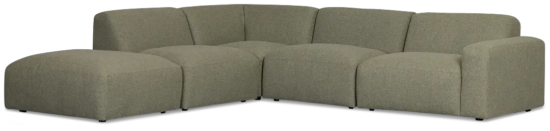 Baylor Green Fabric 5-piece Left Facing Bumper Sectional Baylor Green Fabric 5-piece Left Facing Bumper Sectional