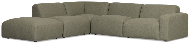Baylor Green Fabric 5-piece Left Facing Bumper Sectional
