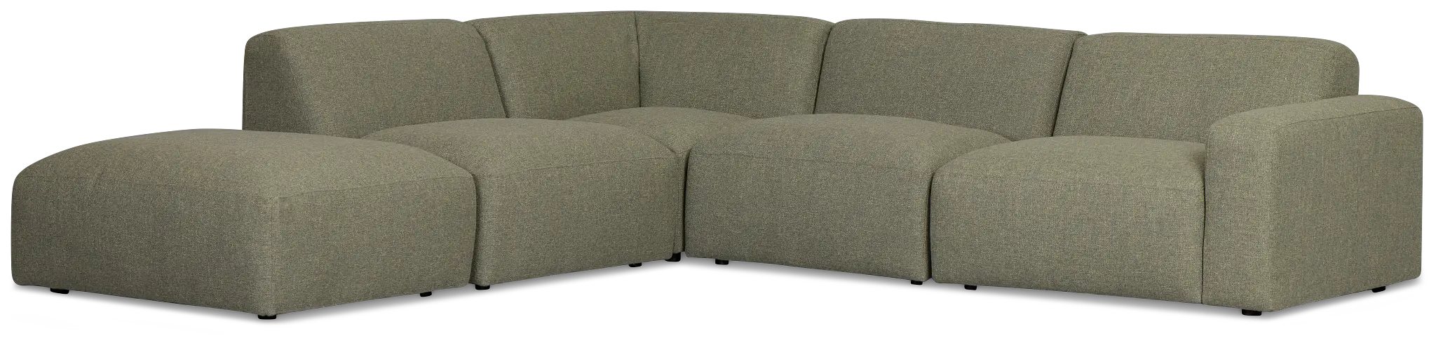 Baylor Green Fabric 5-piece Left Facing Bumper Sectional Baylor Green Fabric 5-piece Left Facing Bumper Sectional