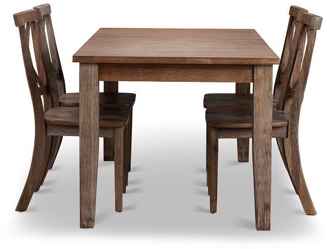 Woodstock Light Tone Extension Rectangular Table & 4 Wood Chairs