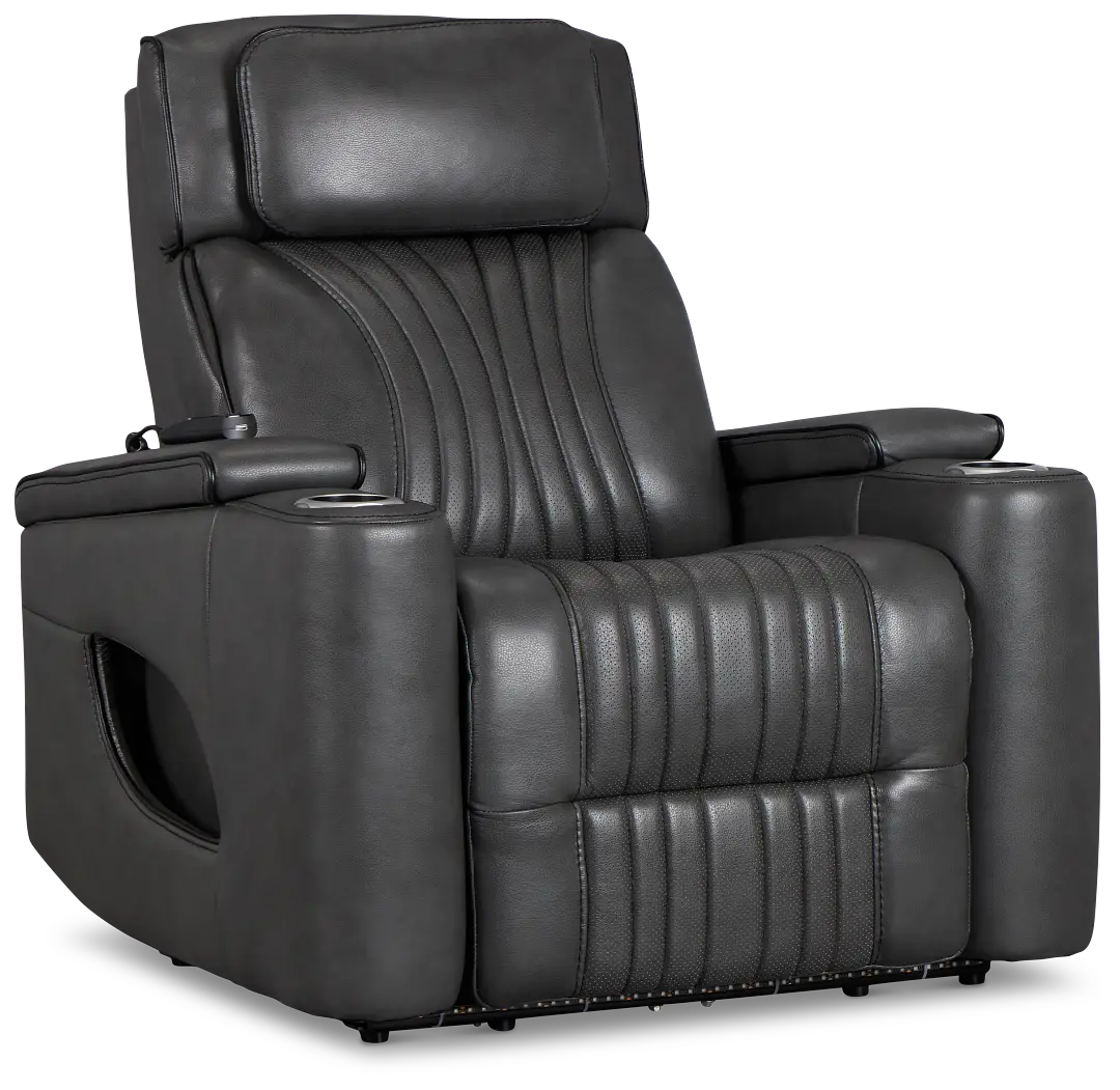 Nova Dark Gray Lthr/vinyl Power Recliner W/ Massage Nova Dark Gray Lthr/vinyl Power Recliner W/ Massage