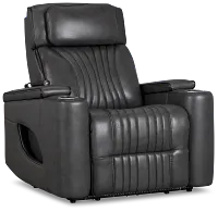 Nova Dark Gray Lthr/vinyl Power Recliner W/ Massage