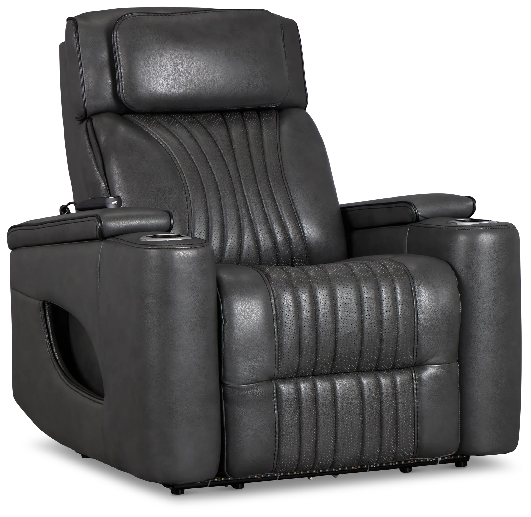 Nova Dark Gray Lthr/vinyl Power Recliner W/ Massage Nova Dark Gray Lthr/vinyl Power Recliner W/ Massage