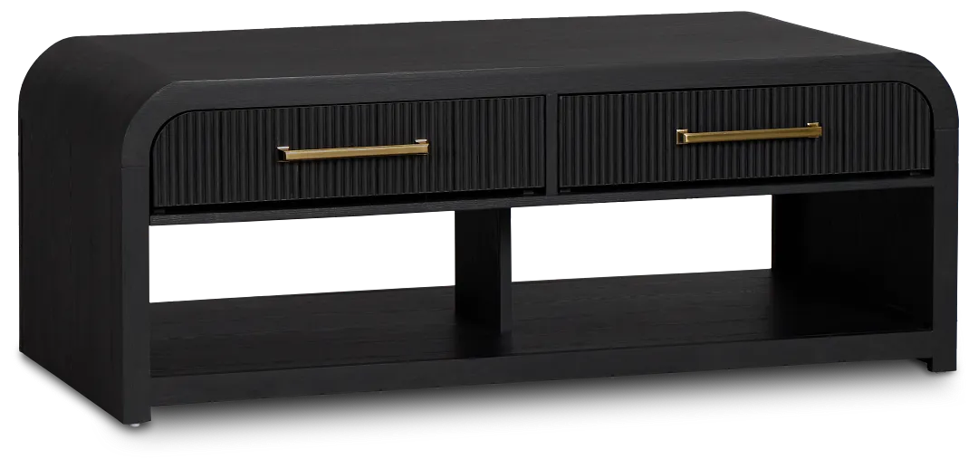 Lyndie Black Drawer Rectangular Coffee Table