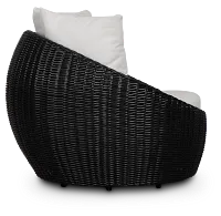 Montecito Black Curved Swivel Chair With Light Beige Cushions