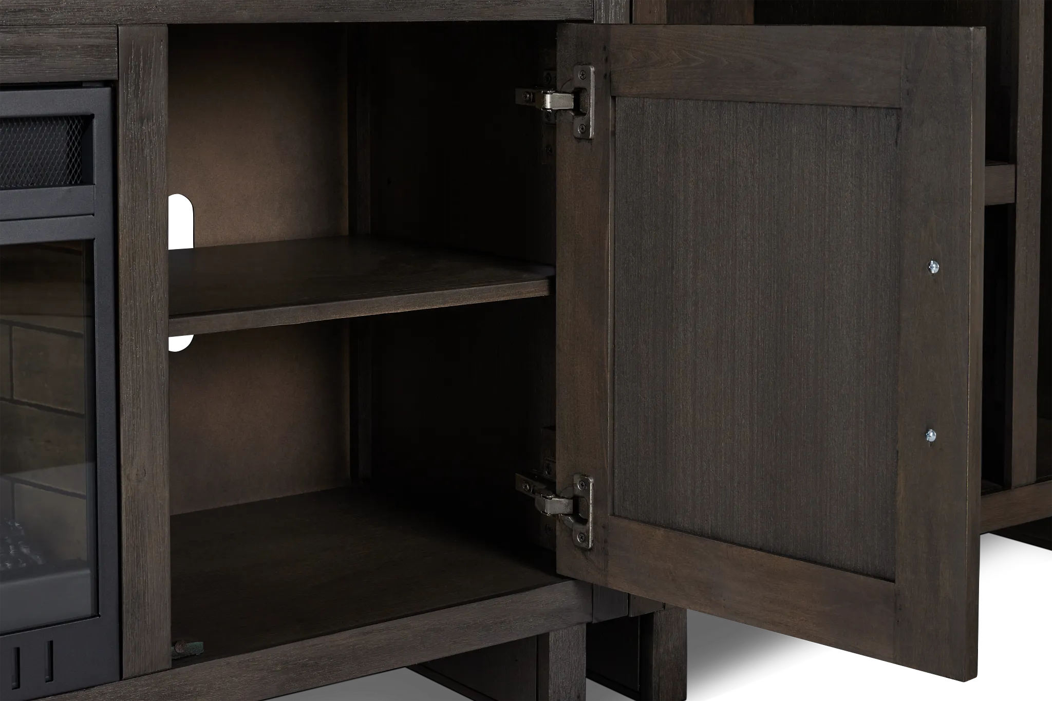 Richmond Gray 64" Open Pier Entertainment Wall With Fireplace