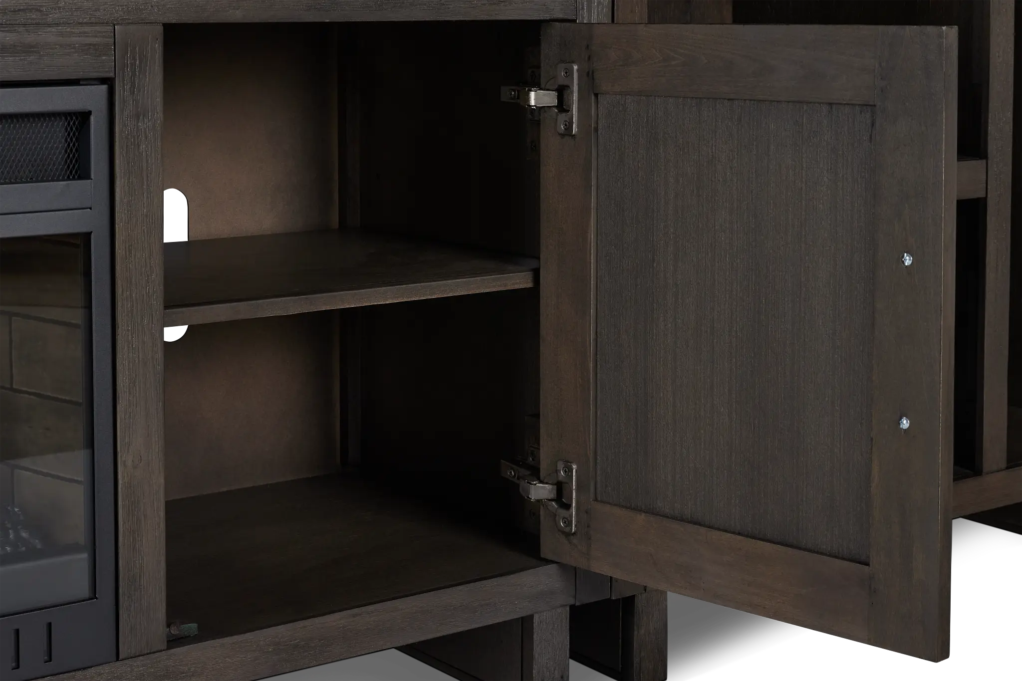 Richmond Gray 64" Open Pier Entertainment Wall With Fireplace Richmond Gray 64" Open Pier Entertainment Wall With Fireplace