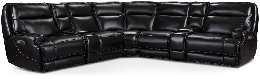 Casey Black Lthr/vinyl Large Dual Power Reclining Two-arm Sectional