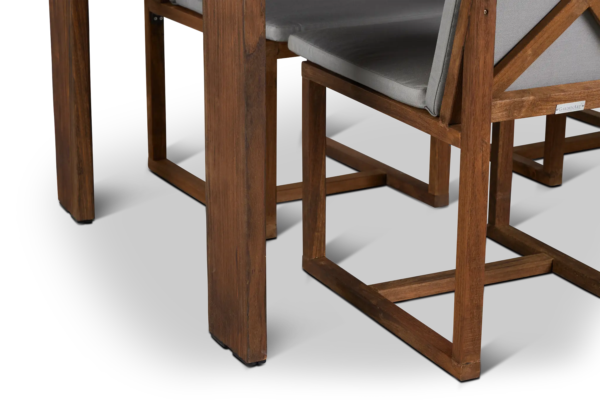 Linear Dark Gray 70" Teak Table & 4 Teak Cushioned Side Chairs Linear Dark Gray 70" Teak Table & 4 Teak Cushioned Side Chairs