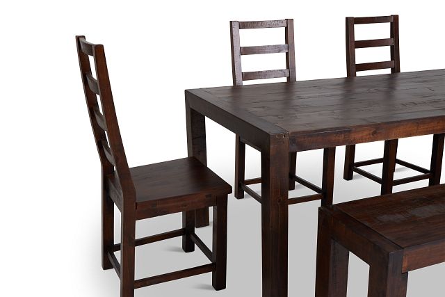 Seattle Dark Tone Rect Table, 4 Chairs & Bench