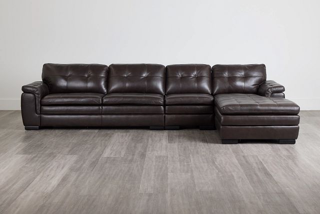 Braden Dark Brown Leather Small Right Chaise Sectional (0)