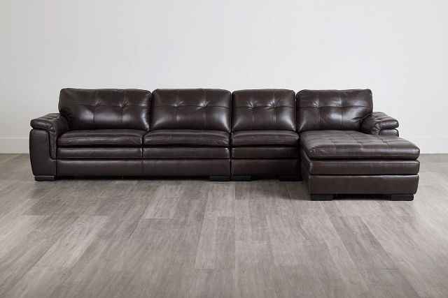 Braden Dark Brown Leather Small Right Chaise Sectional