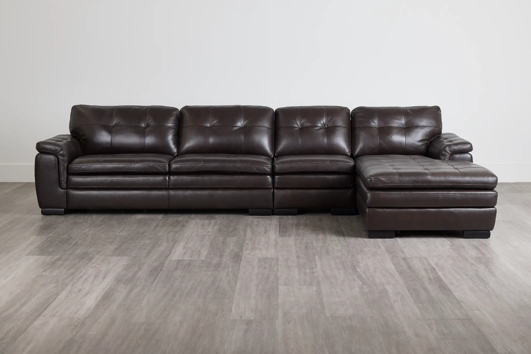Braden Dark Brown Leather Small Right Chaise Sectional Braden Dark Brown Leather Small Right Chaise Sectional