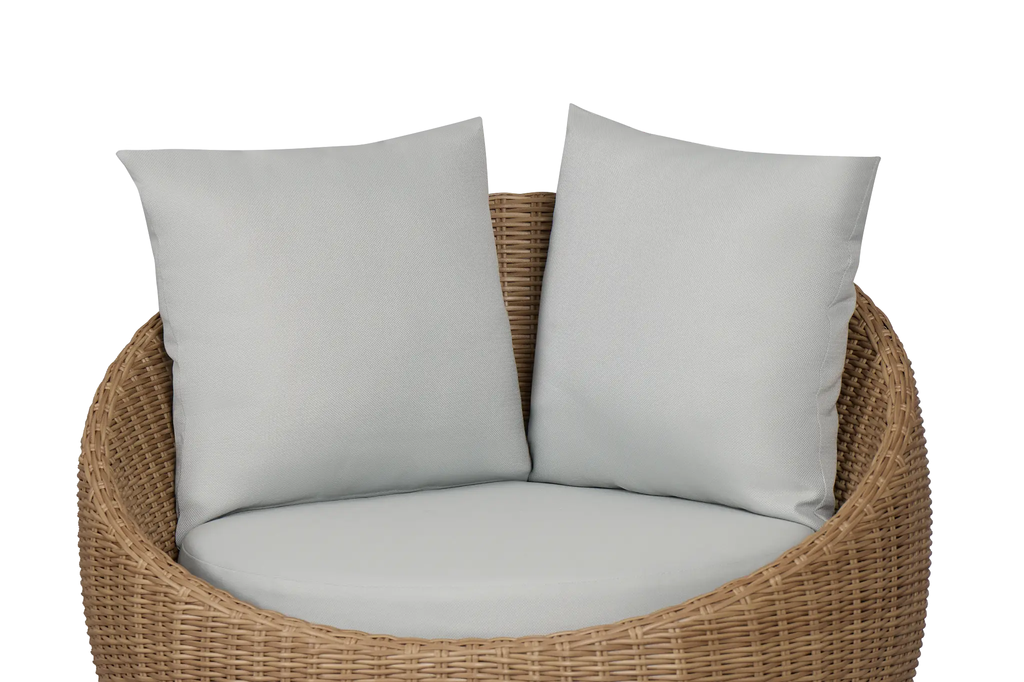 Montecito Light Tone Curved Swivel Chair With Light Blue Cushions Montecito Light Tone Curved Swivel Chair With Light Blue Cushions