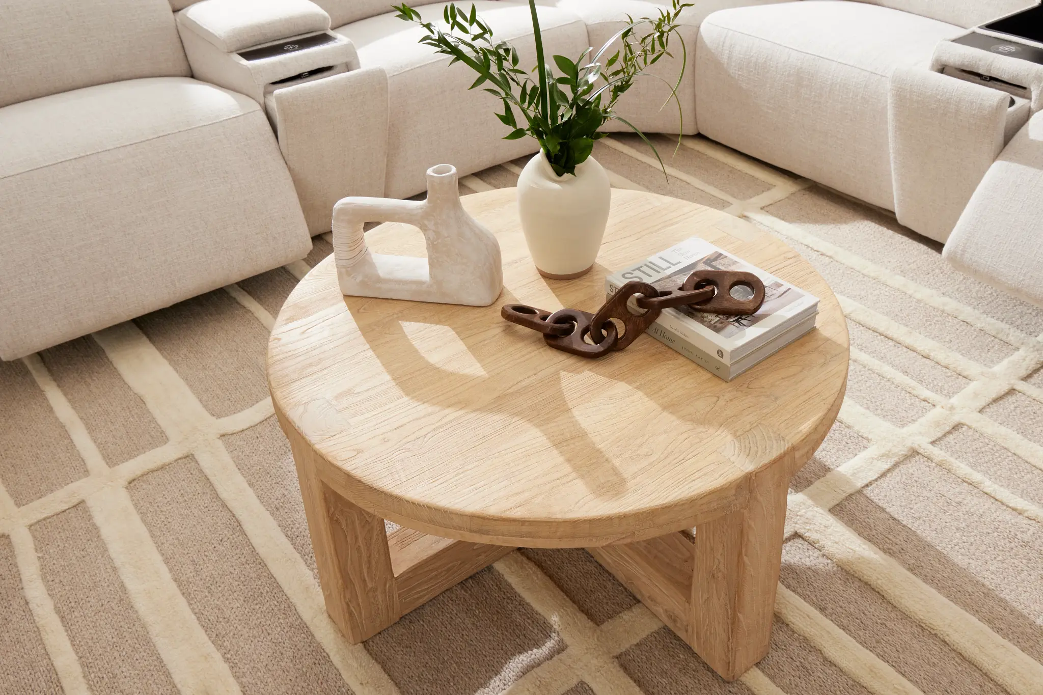Clarisa Light Tone Round Coffee Table Clarisa Light Tone Round Coffee Table