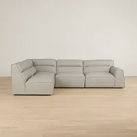 Blanca Gray Leather 4-piece Modular Sectional