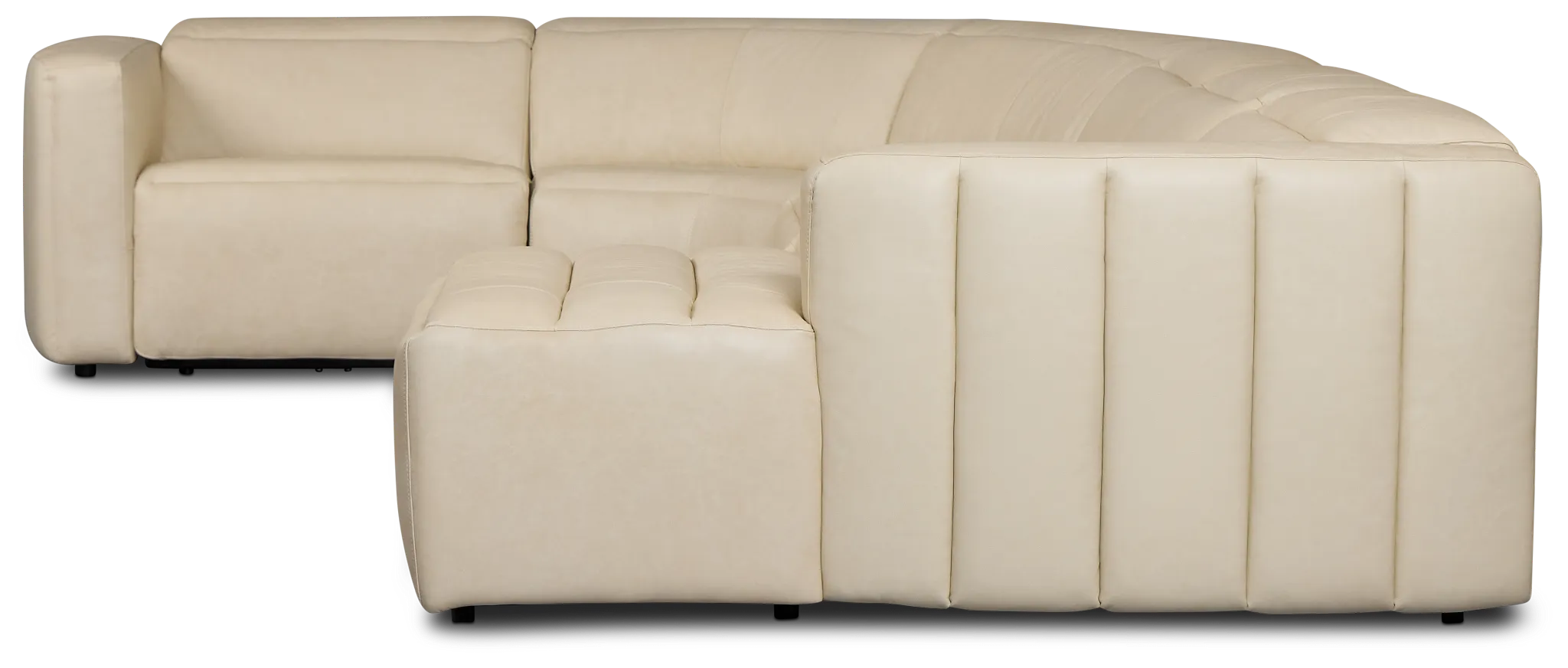 Jace Ivory Lthr/vinyl Small Dual Power Right Chaise Sectional