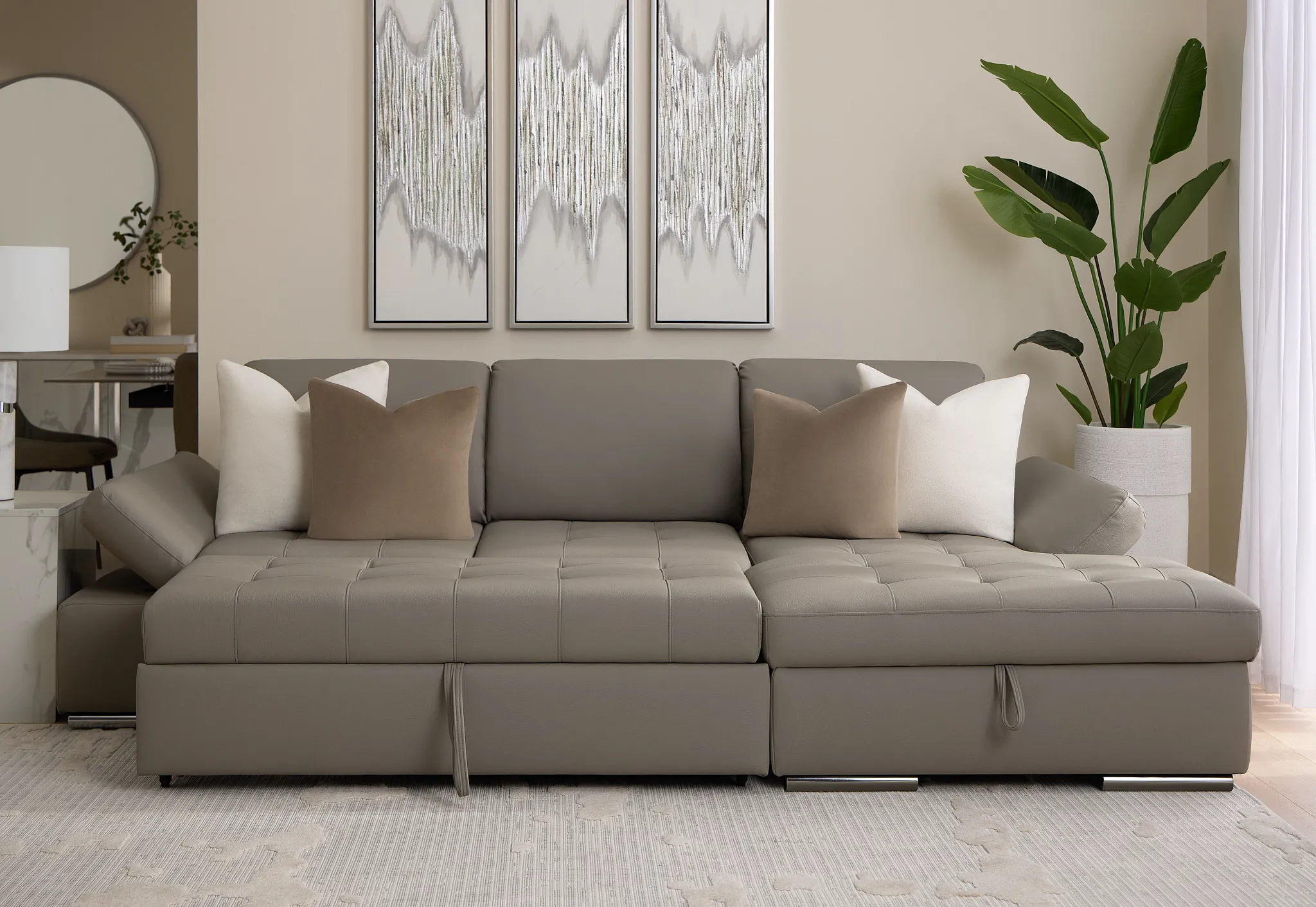 Eden Gray Micro Right Chaise Sleeper Sectional