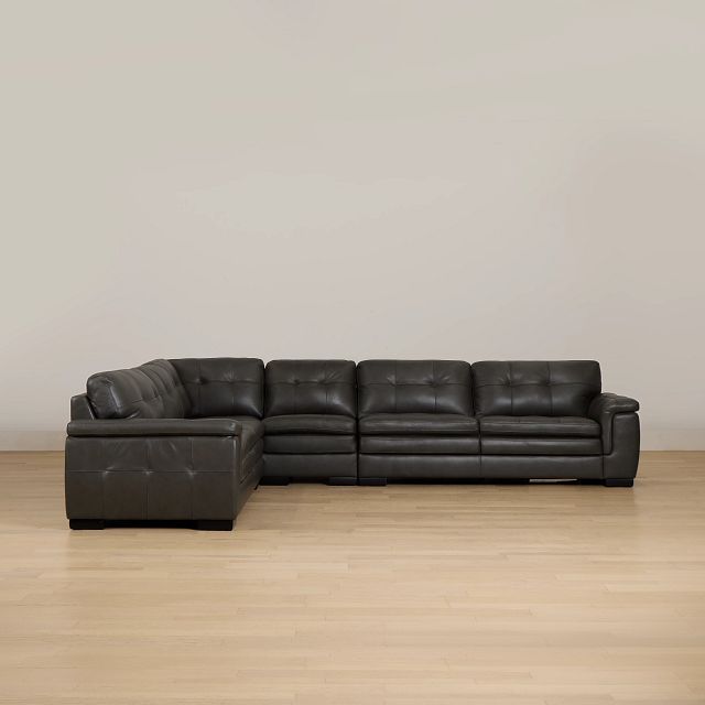 Braden Dark Gray Leather Medium Two-arm Sectional