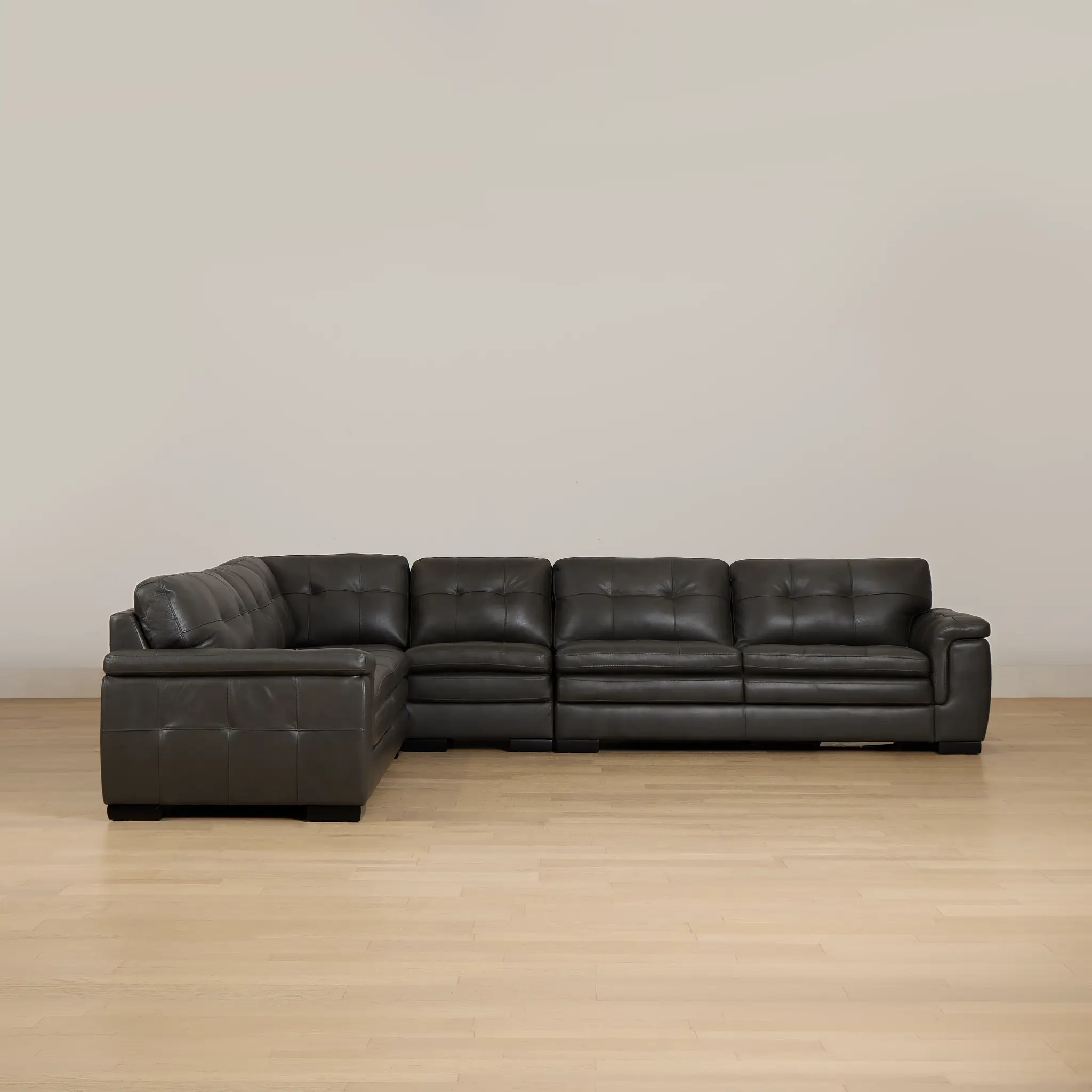 Braden Dark Gray Leather Medium Two-arm Sectional Braden Dark Gray Leather Medium Two-arm Sectional