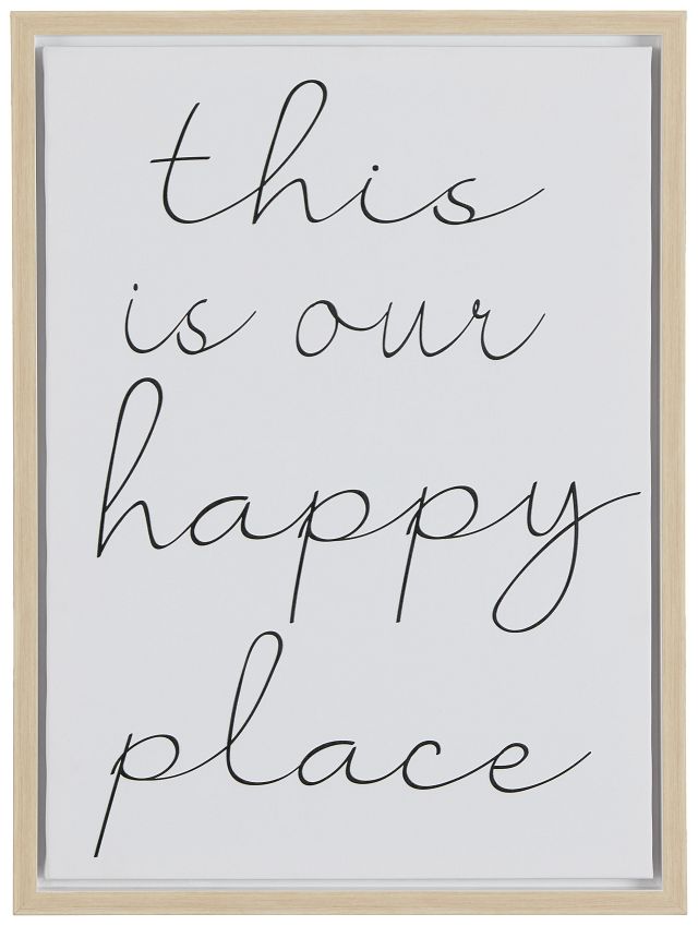 Happy Place Light Tone Framed Canvas Wall Art