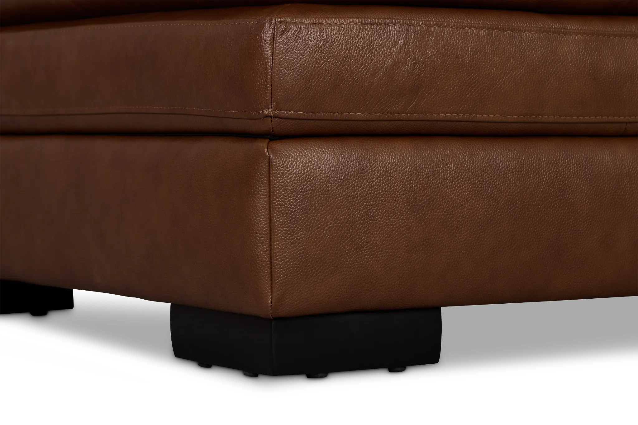 Braden Medium Brown Leather Storage Ottoman