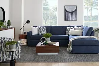 Davis Dark Blue Micro Right Bumper Sectional