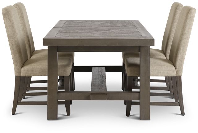 Taryn Gray Rect Table & 4 Upholstered Chairs
