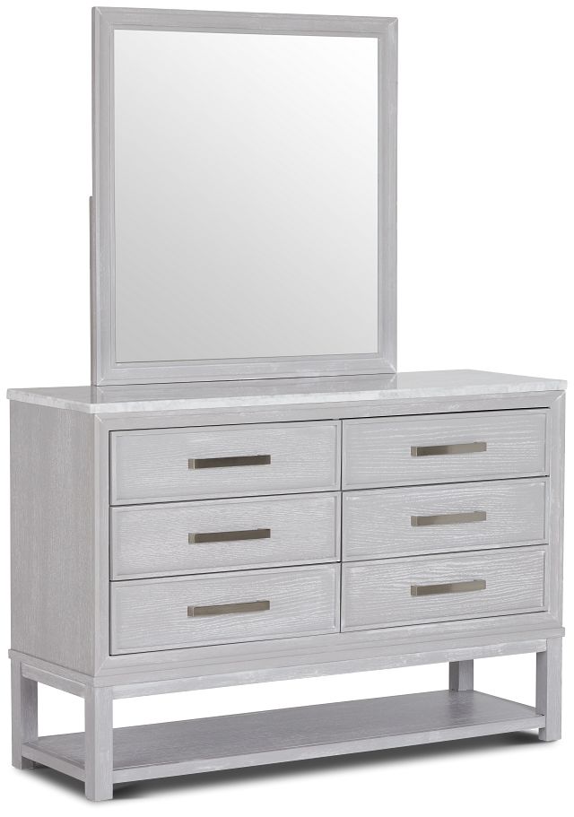 Mckinney Gray Marble Dresser & Mirror