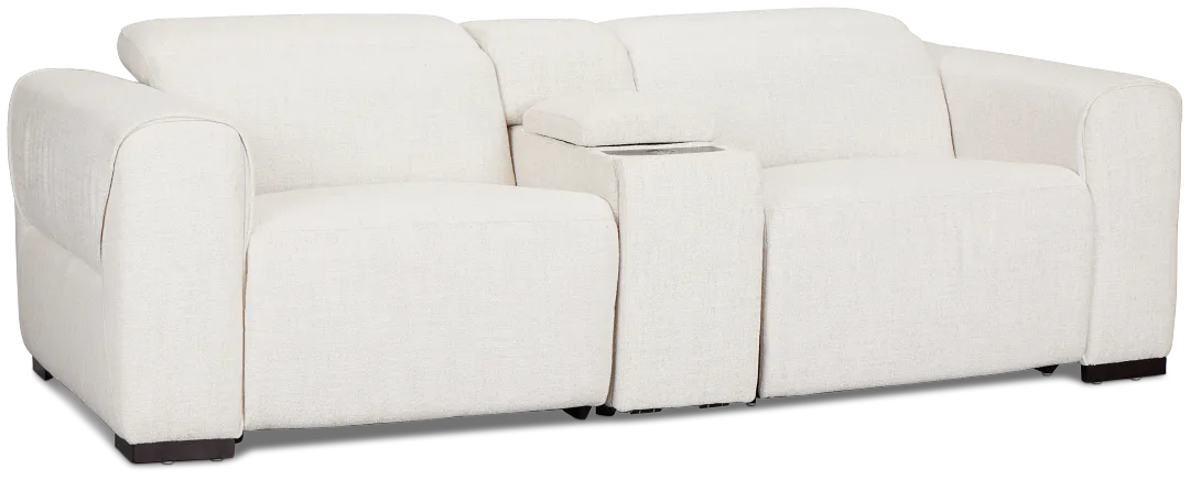 Ellis Light Beige Fabric Power Reclining Console Sofa