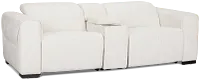 Ellis Light Beige Fabric Power Reclining Console Sofa