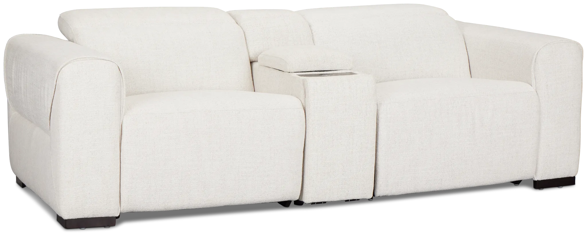 Ellis Light Beige Fabric Power Reclining Console Sofa